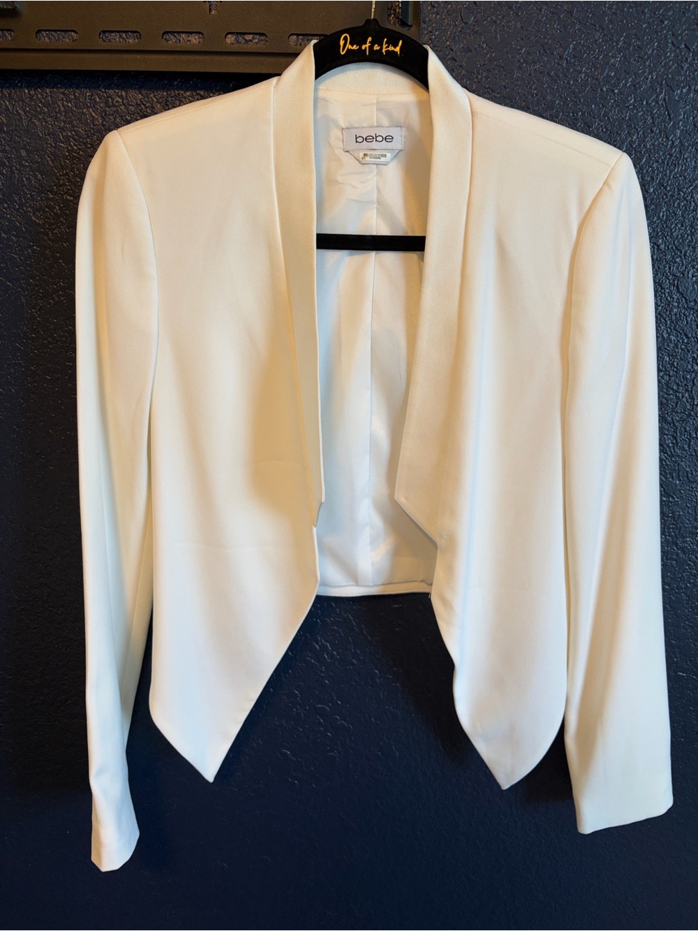 bebe Bright White Open-Front Cropped Blazer